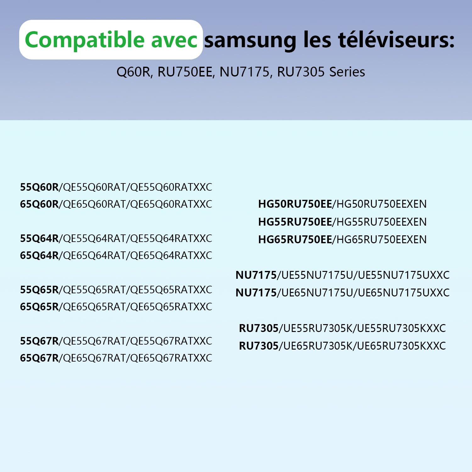 Patas de repuesto para televisores Q60R, RU750EE, NU7175, RU7305 - Compatibles con Samsung Modelos QE55Q60RATXXC, QE55Q64RATXXC, QE55Q65RATXXC, QE55Q67RATXXC, HG50RU750EEXEN, UE55NU711111111 75UXXC,