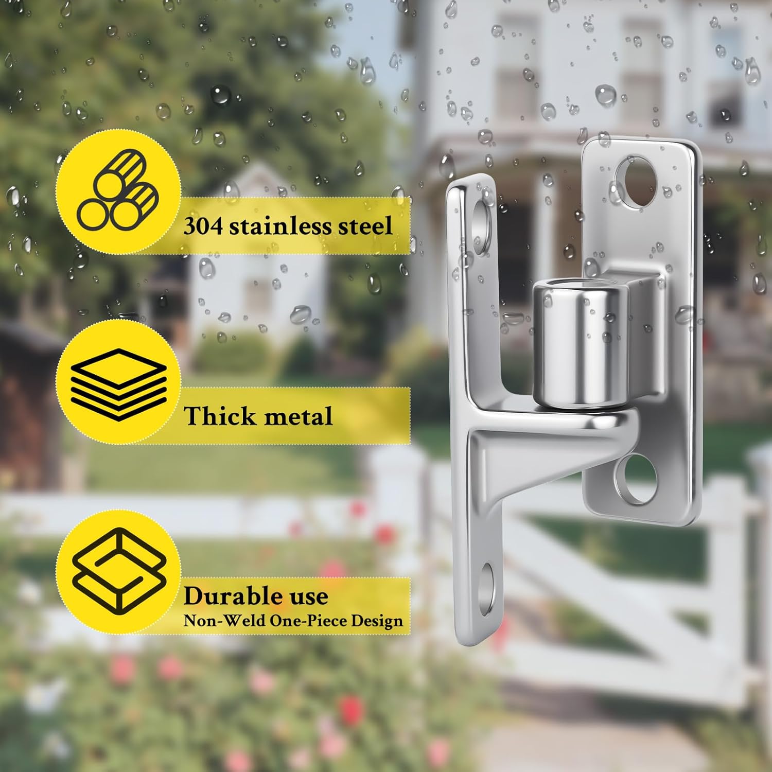 WellMade 4 Pack Heavy Duty 304 Stainless Steel Gate Hinges – Wall Mount, Non-Weld One-Piece Design, Supports 600lbs, Rustproof for Farm/Barn/Fence Gates (Screws Included)