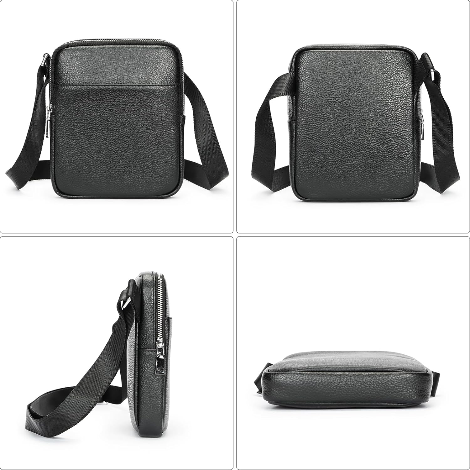 NIUCUNZH Man Purses and Bags Small, Mini Genuine Leather Messenger and Shoulder Bag for Men with lots of Zipper Pockets | Small, Mini, for Men - Image 5