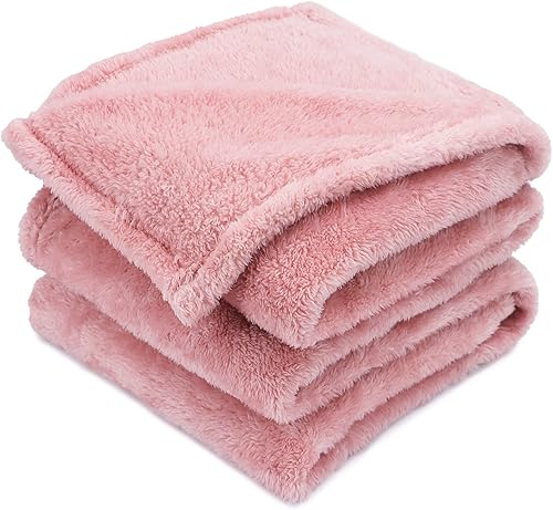 Mantas suaves de forro polar suave y mullido, manta de forro polar rosa para niños