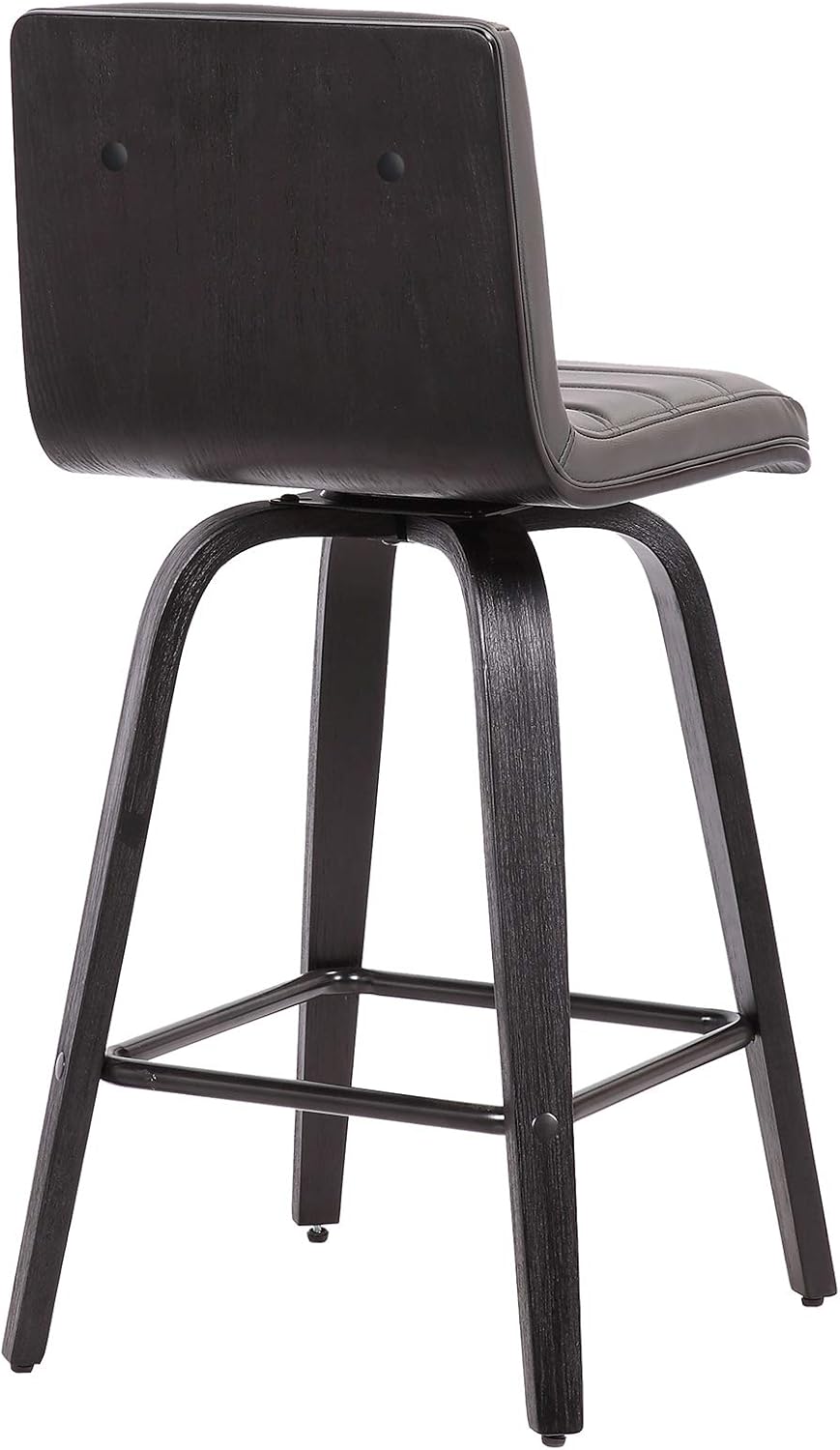 Armen Living Vienna Counter Height Barstool Brushed Wood Finish Faux Leather Kitchen and Dining, 26" Grey/Black, More color/size option : Home & Kitchen