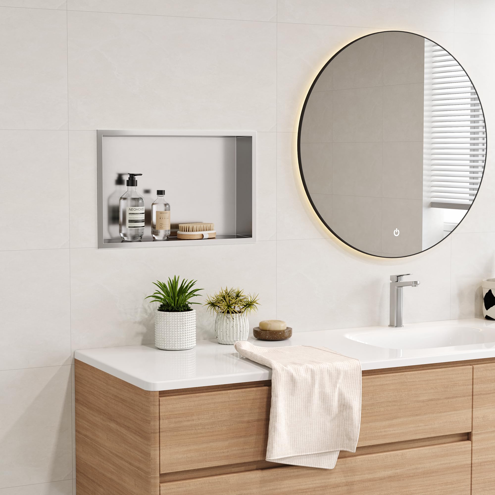 Neodrain Wandnische Dusche 304 Edelstahl Duschnische 45 x 30 cm Einbaunische Lagerung für Badezimmer, Gebürstet
