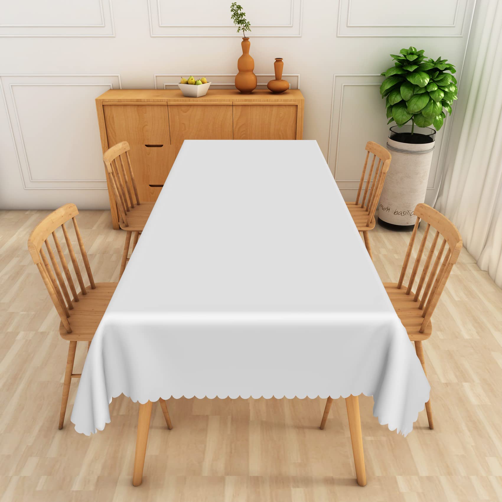 Aoihrraan Weiß Rechteckige Tischdecken aus Polyestergewebe Waschbar Längliche Tischdecke für Zuhause Party Essen 12 bis 14 Sitzer für Küche Hochzeit Geburtstag Jubiläum Dekoration 178 x 305 cm