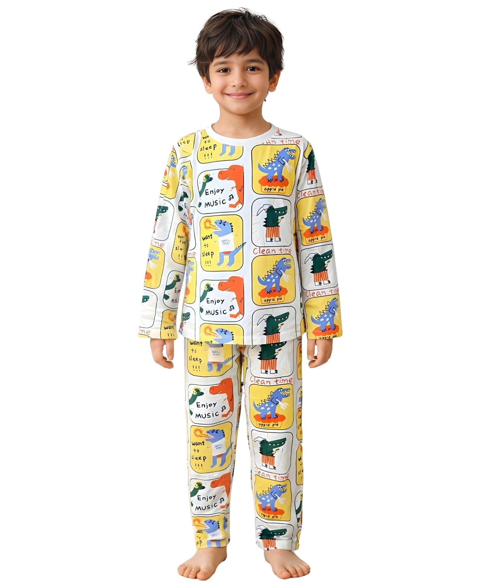 ANTHRILO Pajama T-Shirt Set for Boys & Toddlers|Full Sleeves Cotton T-Shirt Pyjama for Kids | Comfortable & Regular Slim Fit