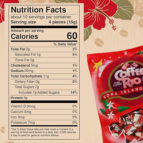 Miniatura 2 de Coffee Rio Kona Island Blend - Caramelos de café, paquete de 3 (6 onzas cada uno), caramelos duros envueltos individualmente mezclados con crema