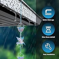 Vista 4 de JYPS Cadena de lluvia de 13.1 pies, cadenas de lluvia de colibrí para canalones, bajante de repuesto funcional, decoración de tu jardín y casa.