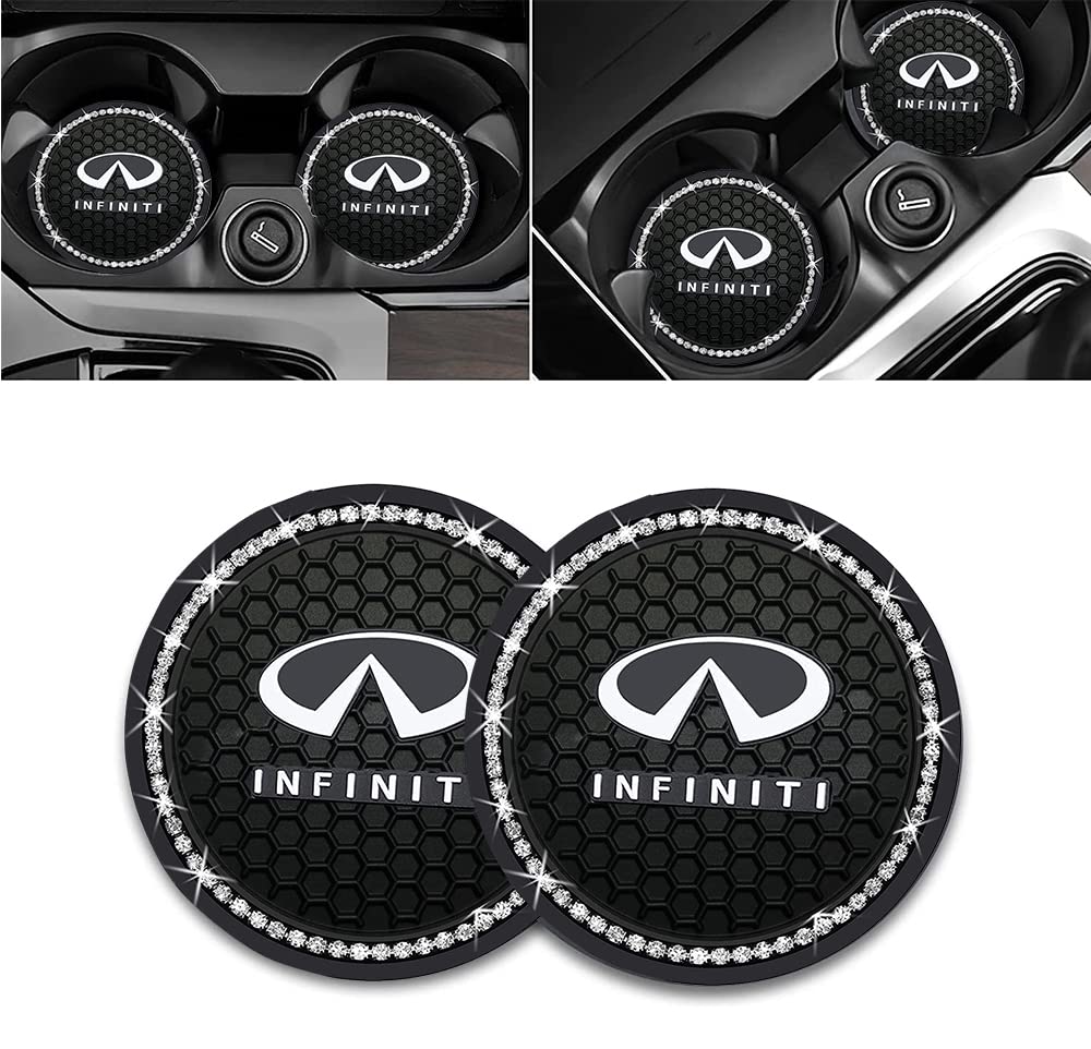 Car Interior Accessories for Infi?ti Cup Holder Insert Coaster - Silicone Anti Slip Cup Mat for Infiniti QX50 Q50 Q70 Q70L Q60 QX30 QX60 QX80 (Set of 2, 2.75" Diameter)