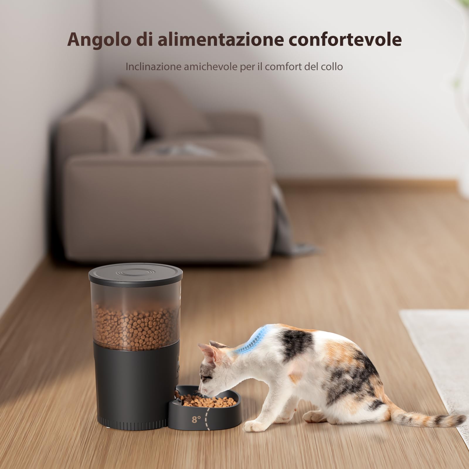 IMIPAW Distributore Automatico Cibo Gatti - 3L Dispenser Cibo Gatti con Timer Programmabile, 1-6 Pasti al Giorno, per Animali Di Piccola e Media Taglia