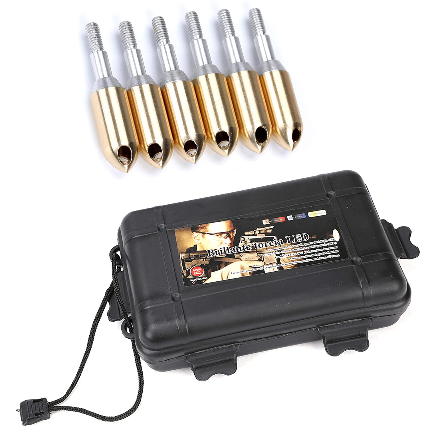 ACCMOS 6pcs/12pcs Sets Copper Whistle Arrowhead Archery Whistle Broadhead Screw Hunting Bow and Arrows Accessory (6pcs+box)