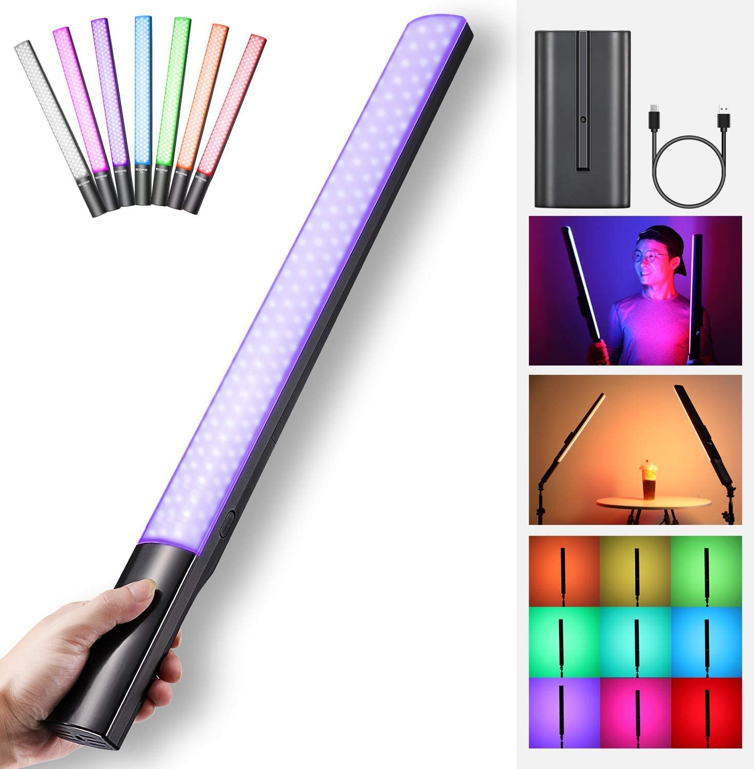 Obeamiu Lampe LED Vidéo 4000mAh - Éclairage Portable 2500-8500K Pour YouTube, TikTok, Streaming Et Photo