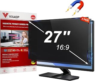 2 Pack 27 Inch Magnetic Privacy Screen for Monitor, 16:9 Privacy Filter | Easy Magnetic Installation, Blue Light Reduction And Anti-Glare Protection