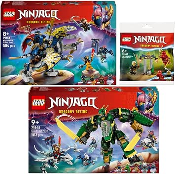 Lego Ninjago Set of 3 71843 Rogues Mech Dragon Rider, 71845 Lloyds Jet Mech & 30650 Kais and Raptons Duel in the Temple