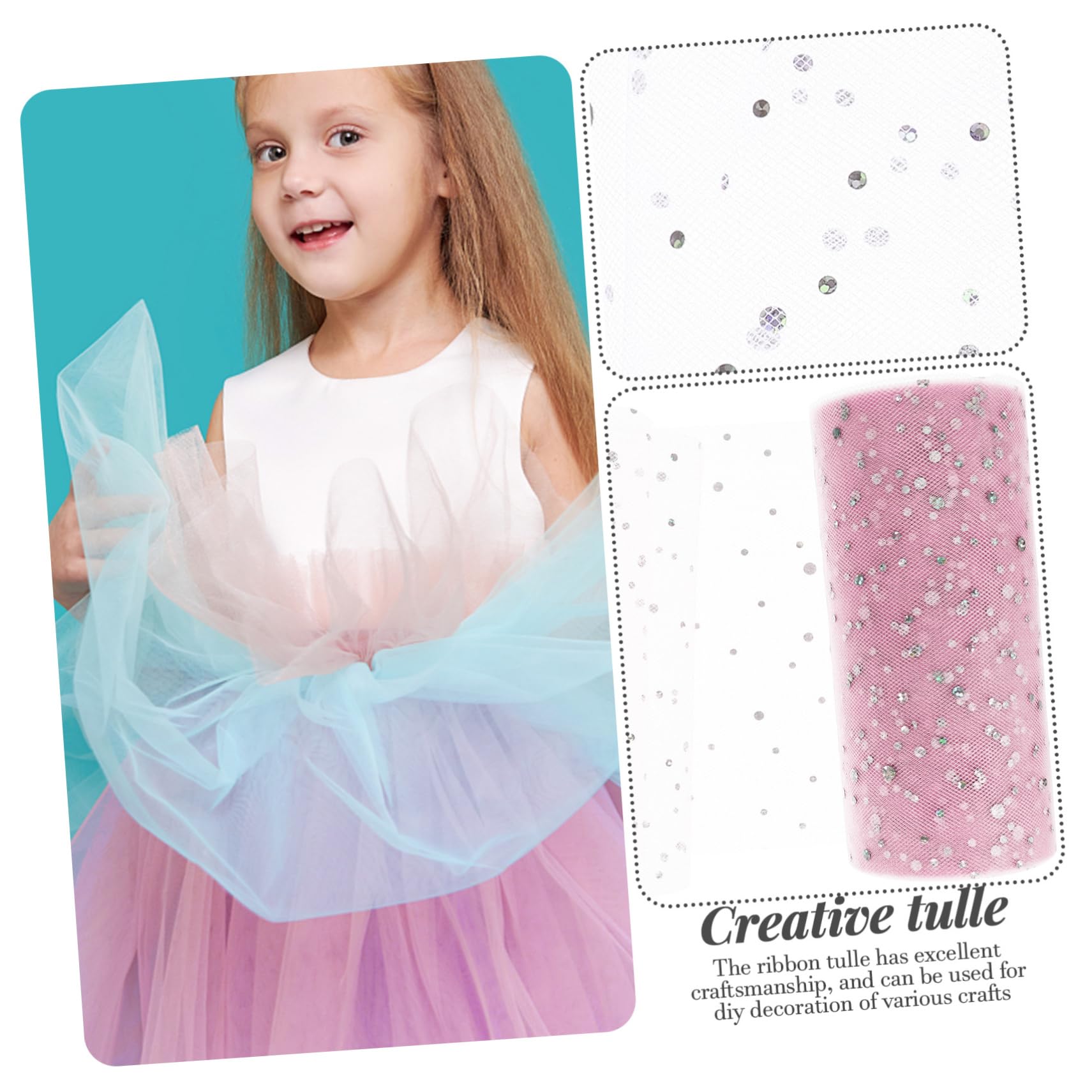 SHINEOFI 5 Rouleaux Rouleau De Treillis Ruban De Bobine Étincelant Robe Tulle Décorations De Ruban De Tulle Ruban De Noël Pour Rose Engrener