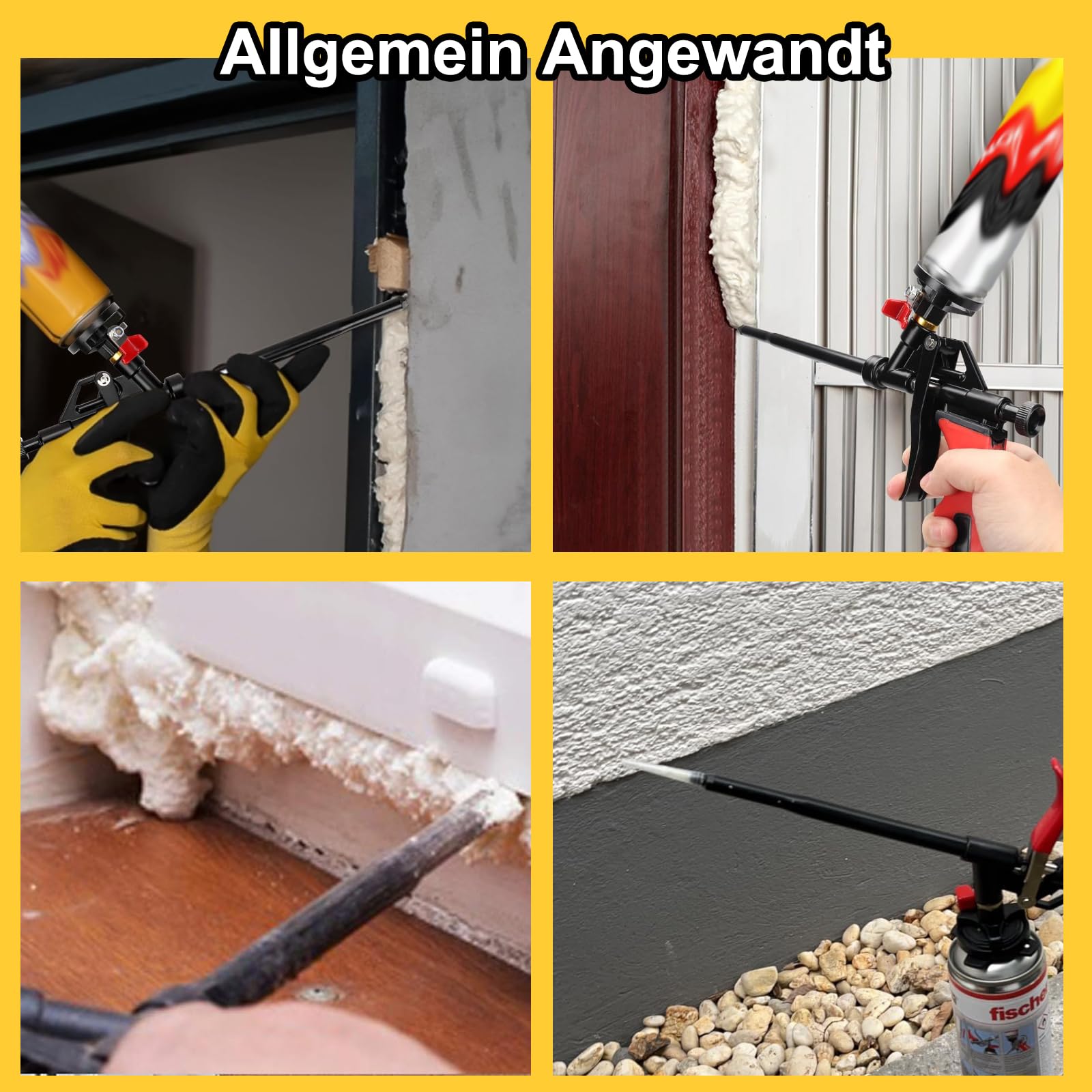 Schaumpistole, selbstreinigende Schaumpistole, PU Expanding Foam Gun, Schaumpistole Teflon beschichtet (PTFE), geeignet zum Abdichten, Füllen, Abdichten, für den Heim und Bürogebrauch