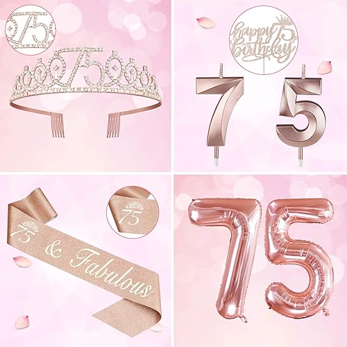 Miniatura 339 de Decoraciones de cumpleaños número 17 para niña, incluyendo tiara y banda de cumpleaños de 17, decoración para pastel y velas, globos de números