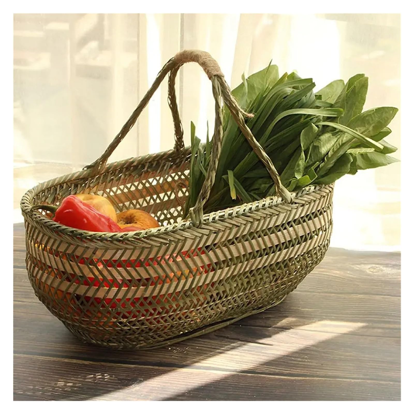 Cestino portaspesa in bambù con manico for cucina