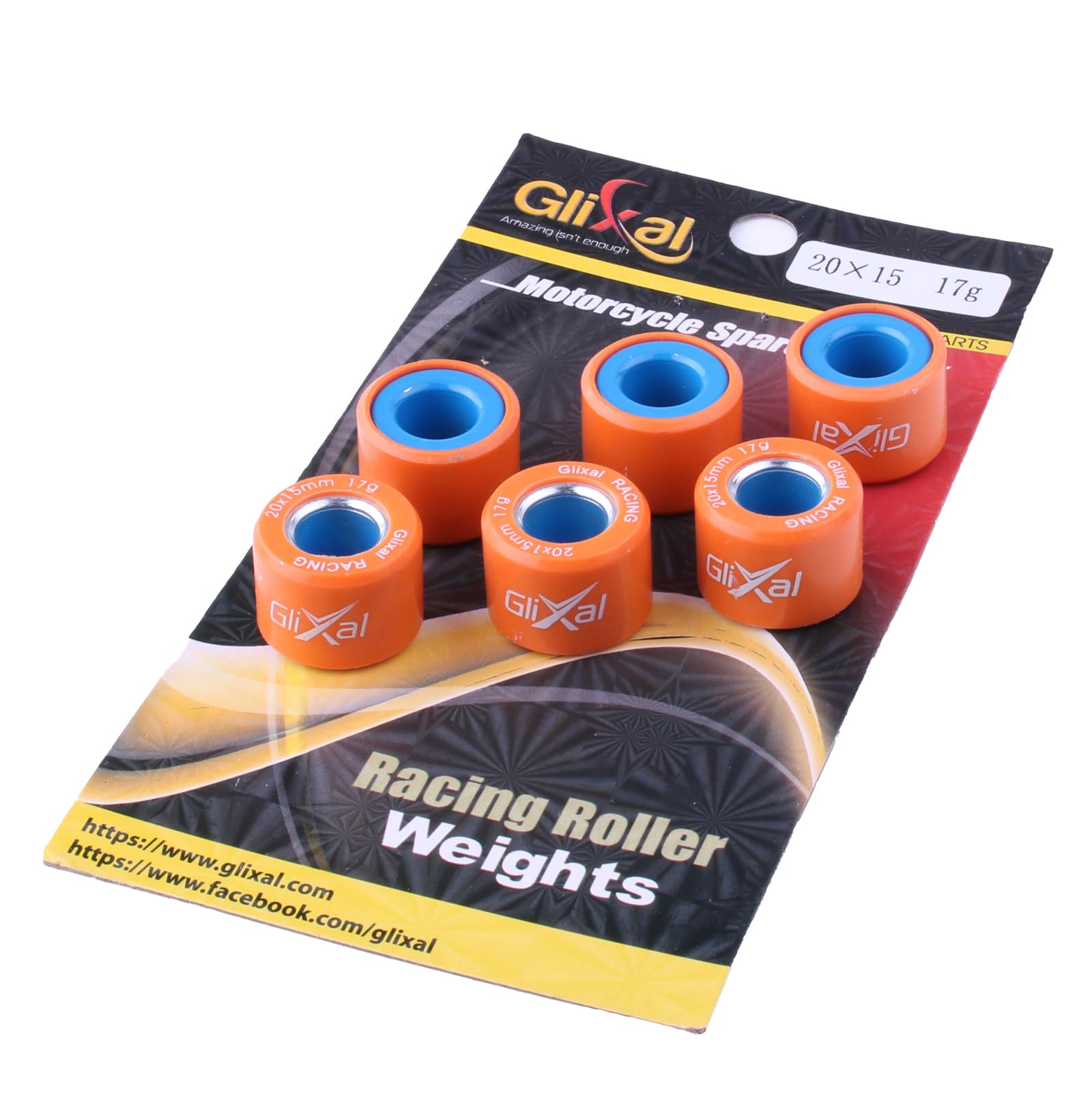 Glixal 20X15mm High Performance Racing Variator Roller Weights Set For Honda PCX 125 150 Polaris RZR 200 SYM SUZUKI KYMCO VESPA Scooter Quads ATV UTV (17 Gram)