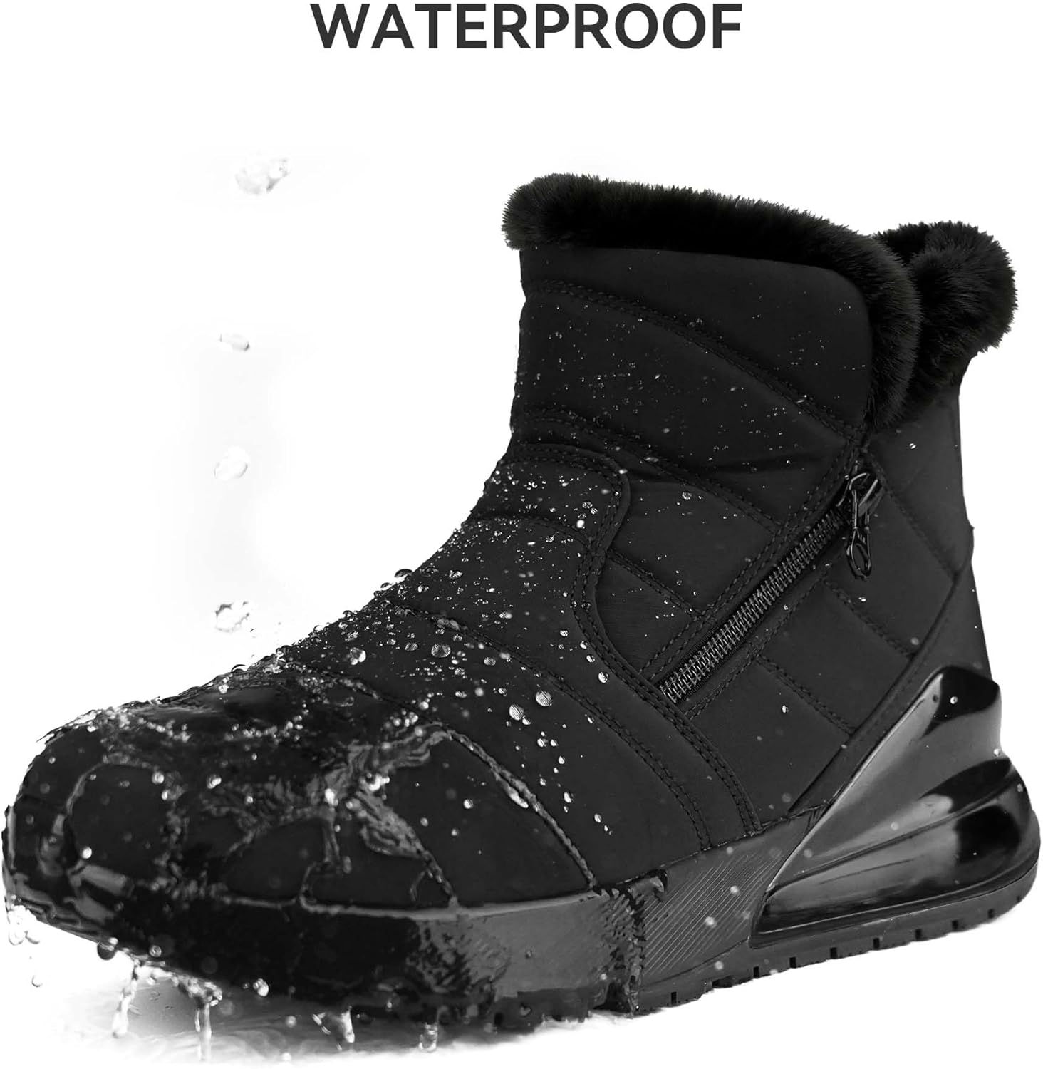 Men's Winter Waterproof Snow Boots Warm Slip On Mid-Calf Booties Non-Slip Work Boots Lightweight Outdoor Athletic Diabetic Boots - Image 2