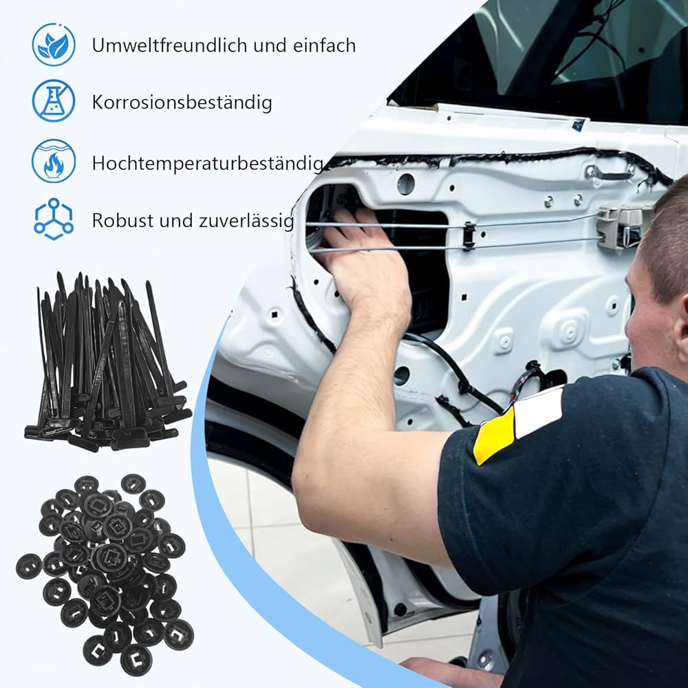 100 Stück Universal Kabelbinder - Selbstsichernd Für Auto & Haushalt