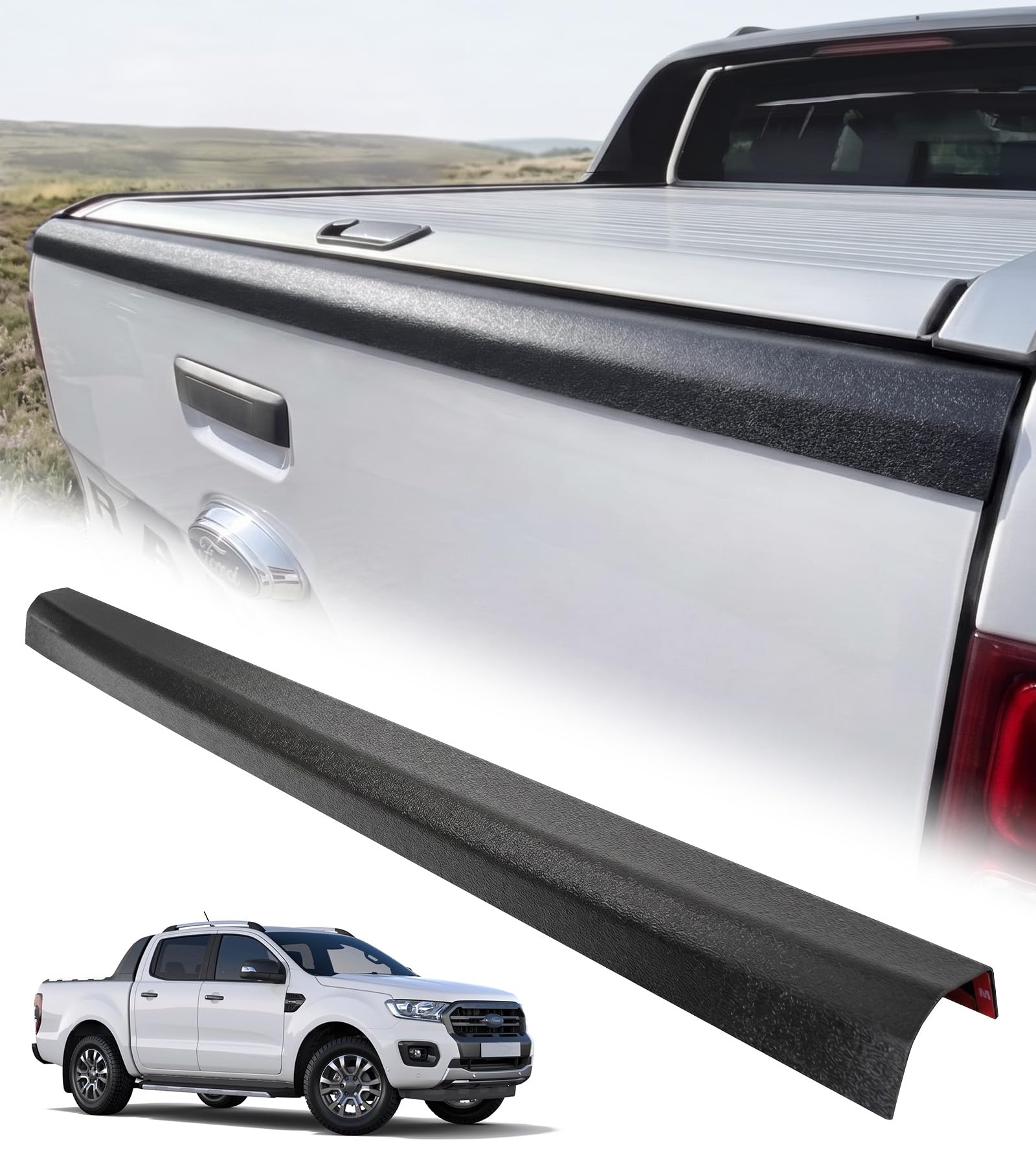 Heckklappen Schutzleiste Ladekantenschutz Zubehör für Ford Ranger 2012–2022 Wildtrak Raptor XL XLT Limited T6 T7 T8, Heckklappenschutz gegen Kratzer & Abnutzung, Wetterfest & UV-beständig