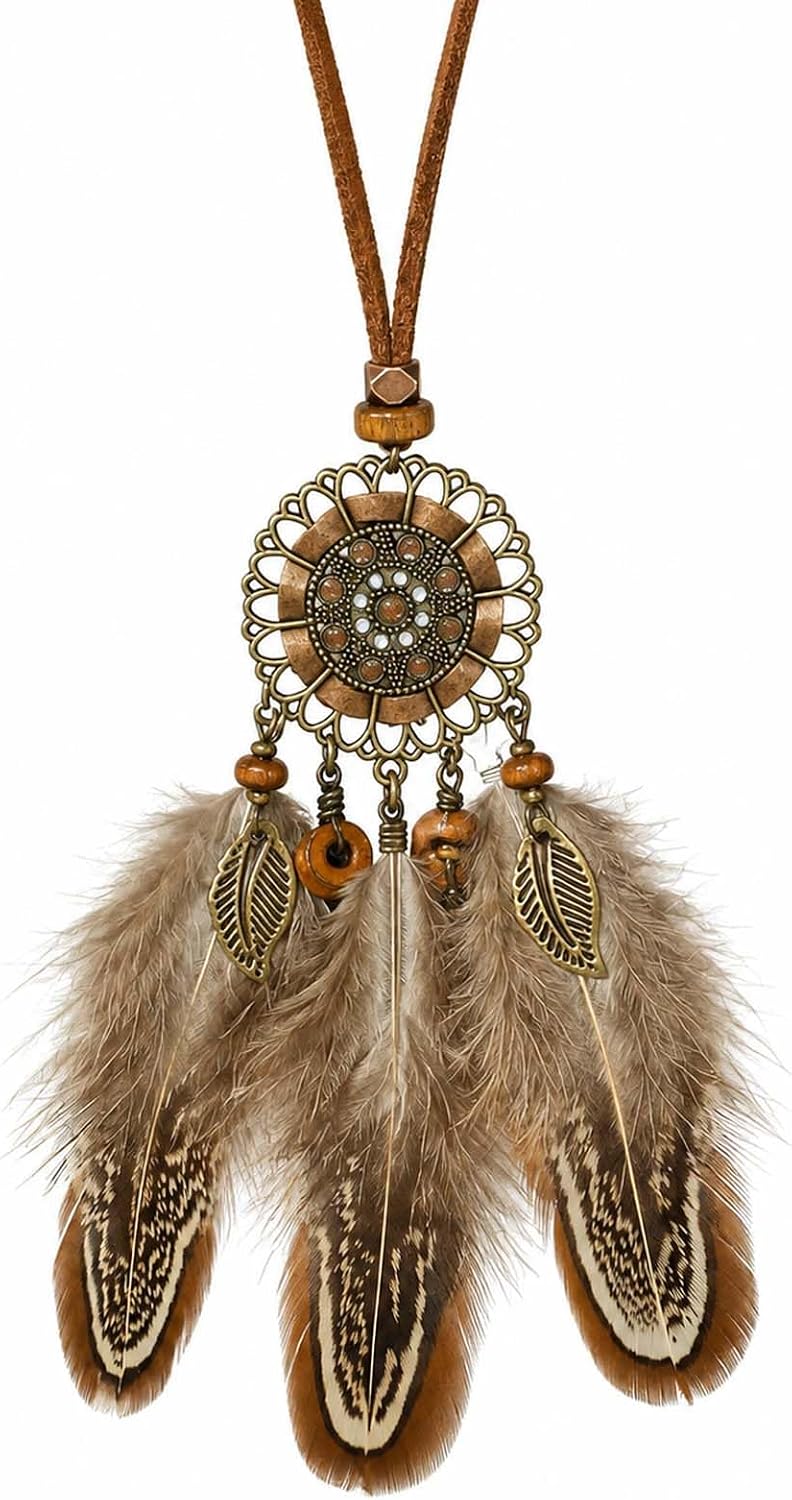 Dream Catcher Feather Necklace for Women