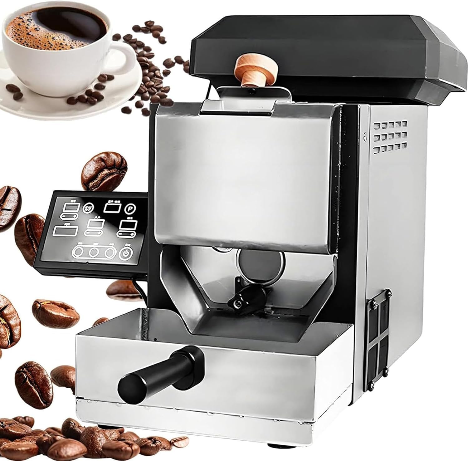 GTHTUHFD 200G Home Coffee Roaster Machine With Digital Display, Auto-Cooling, Transparent Drum, And Chaff Collector - Perfects For Freshly Roasted Coffee Beans!