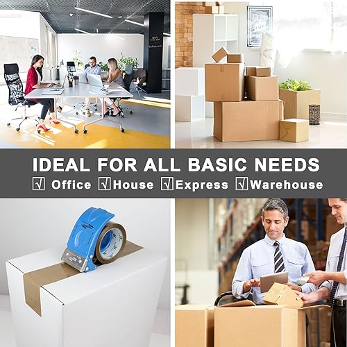 Miniatura 7 de BOMEI PACK Cinta de embalaje marrón de 3 pulgadas de ancho, 12 rollos repuestos de cinta de embalaje marrón resistente para cajas de mudanza, envío