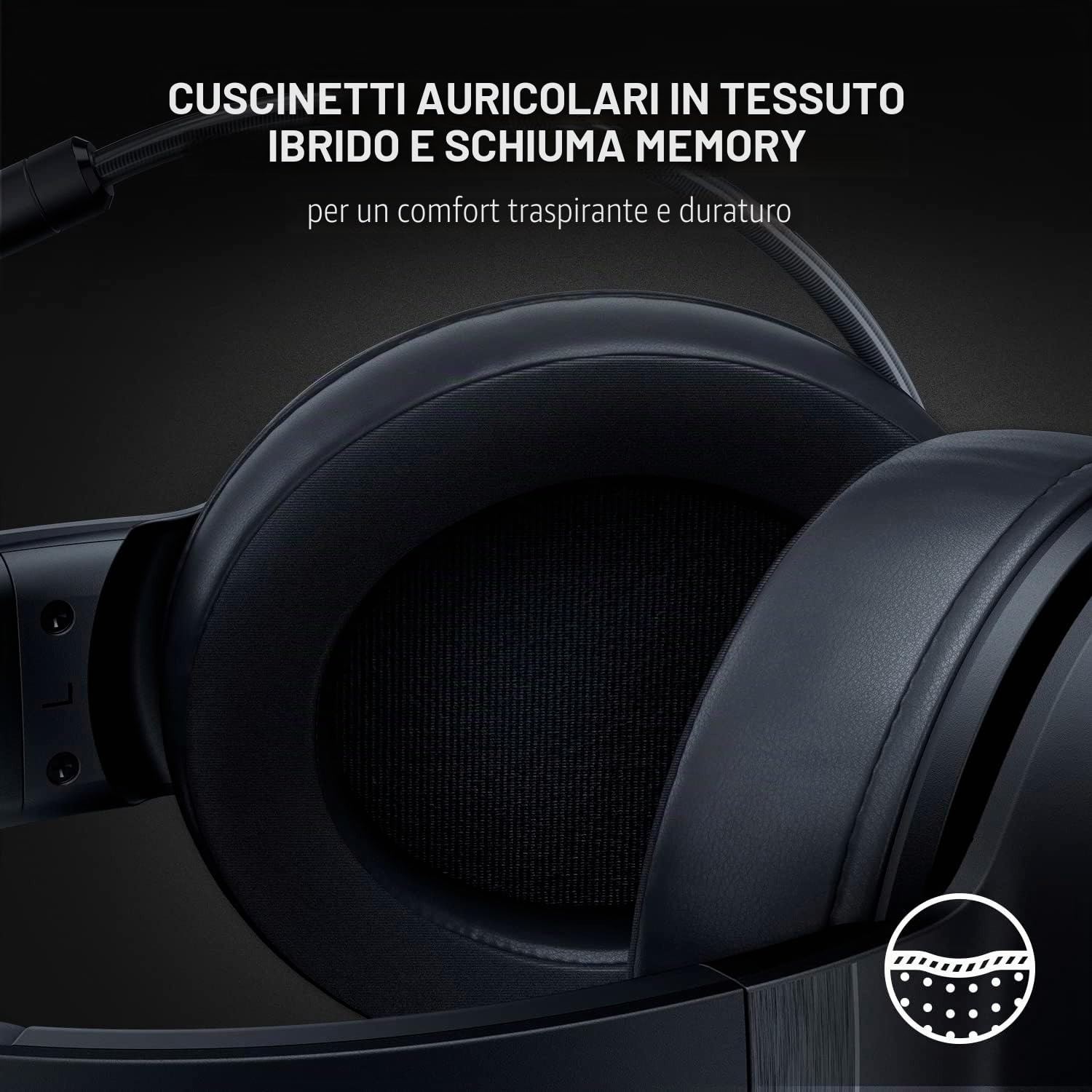 Razer Cuffie da gioco USB cablate Kraken V3 X: struttura leggera - driver triforce da 40 mm - microfono cardioide HyperClear - suono surround 7.1 - illuminazione Chroma RGB - nero