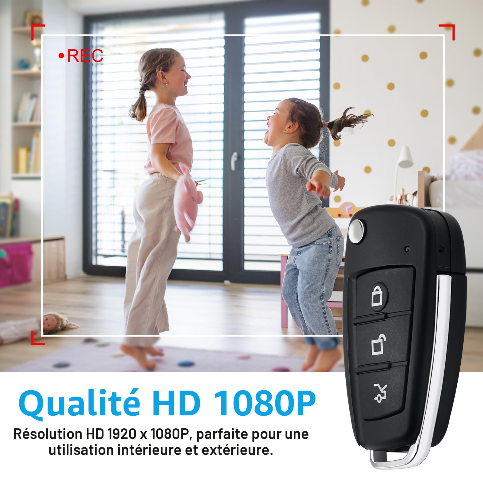 Caméra Espion,Mini Camera Espion sans Fil,HD 1080P Portable Keychainavec Micro Cachée Cam avec Détection de Mouvement/Vision Nocturne | Caméra espion avec batterie intégrée, détection de mouvement, vision nocturne, pour réunions/activités de plein air