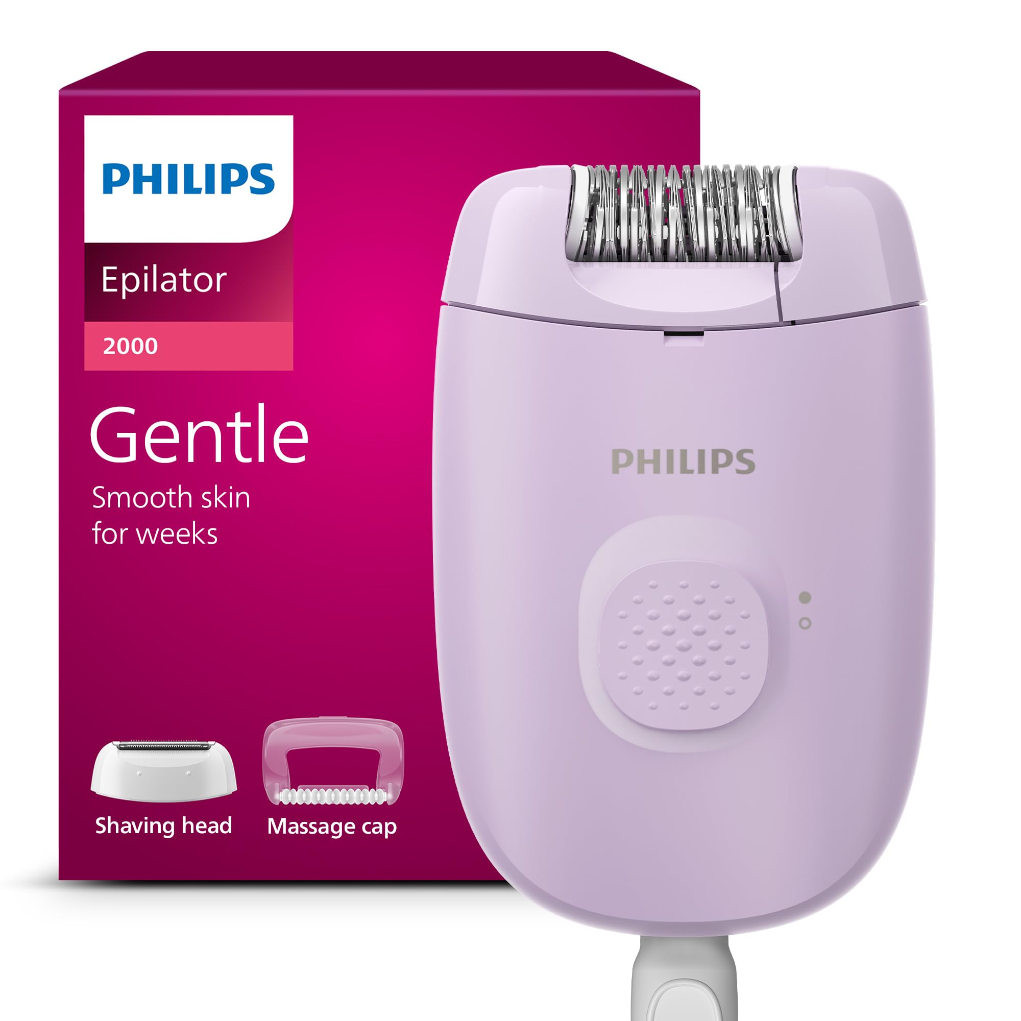 Philips epilator series 2000 – corded epilator for body and sensitive areas, hair removal and shaving for women, model BRE237/00 - 1