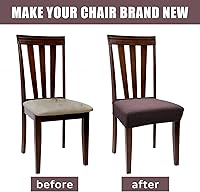 Vista 5 de Irenare 4 fundas de asiento para silla, fundas para sillas de comedor, fundas elásticas suaves y elásticas, fundas protectoras de silla extraíbles