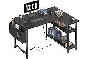 DLisiting 40in Black L Shaped Gaming Computer Desk