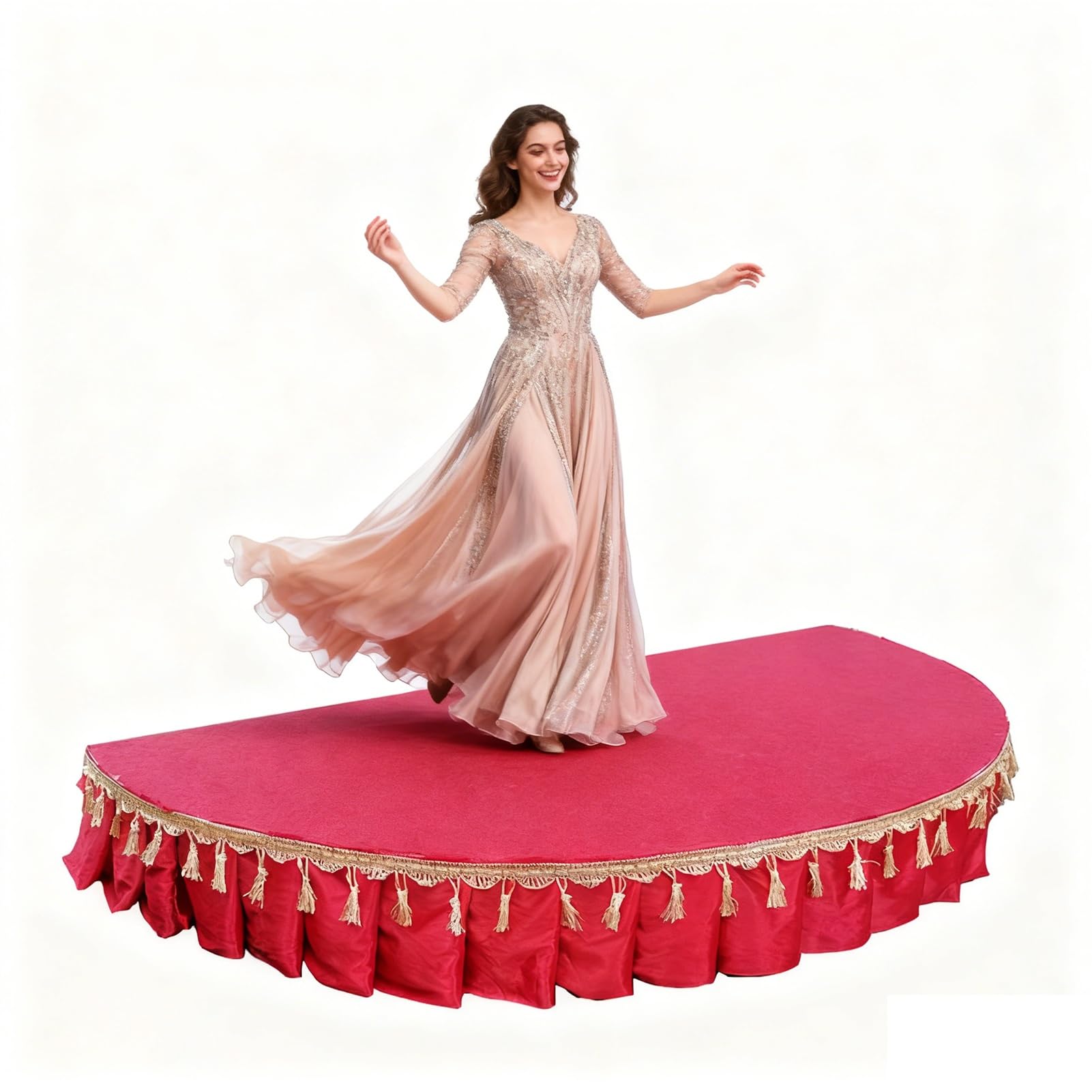 Palco Modulare Palco Portatile per Spettacoli All'aperto, Mini Piattaforma per Eventi, Stazione Espositiva Compatta per Batteria/Ballerini per Spettacoli Musicali(H10cm (4"),Dia 100cm (39 3/8"))