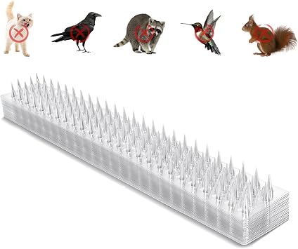 Zipcase 49.5 ft Clear Transparent PVC Bird Spikes-Advanced Dual-Length Spikes for Narrow Landing Gaps and Precision Deterrence,Effectively Guarding Against Birds,Pigeons,Cats,Squirrels, 36-Pack