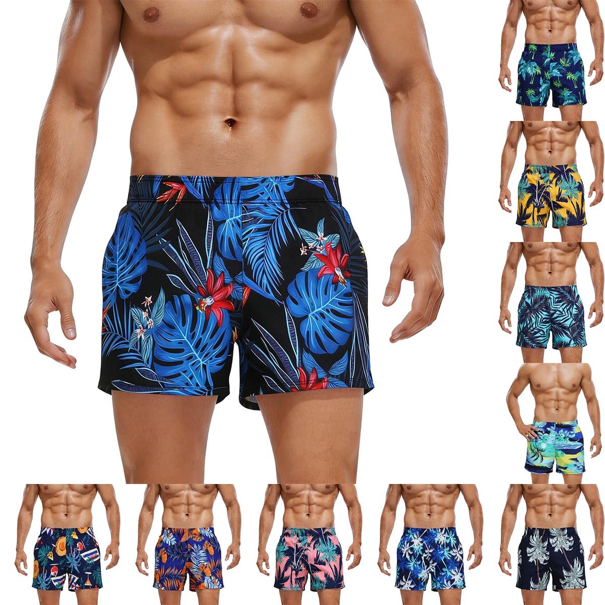 Shorts Herren Hawaii Kurze Hosen Sommer Leicht Und Luftig Herrenshorts Strand Atmungsaktive Sommershorts Tunnelzug Taschen Sport Freizeitshorts Freizeit Sportshort Dunkelblau Einheitsgröße