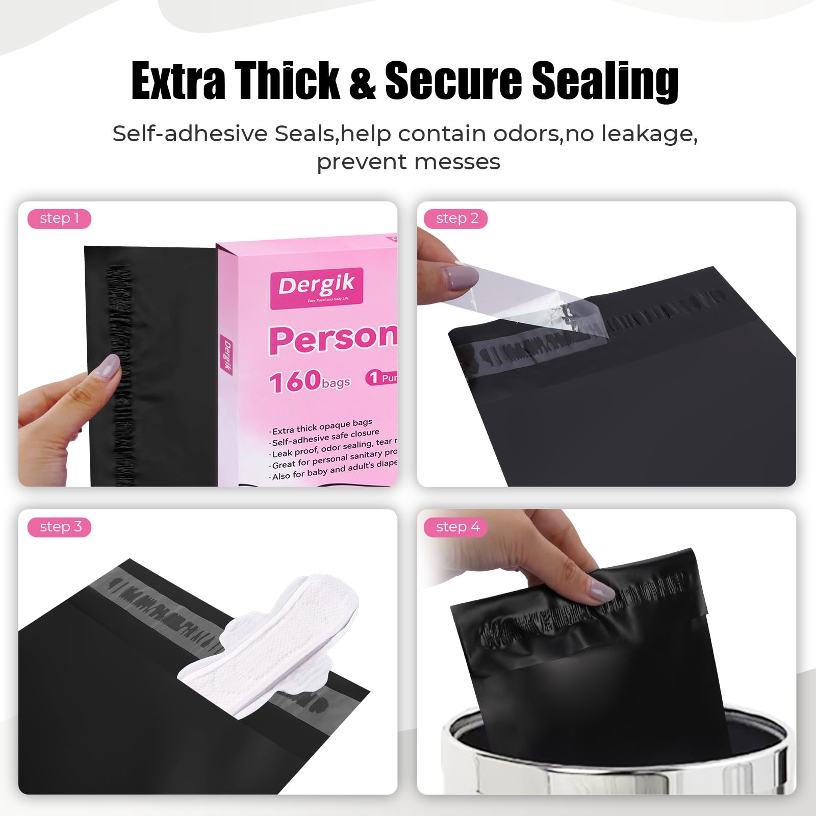 Personal Care Sanitary Disposal Bags(320 Counts),Sanitary Napkin Disposal Feminine Hygiene Bags,with Pouch, Black & Pink, Bundle