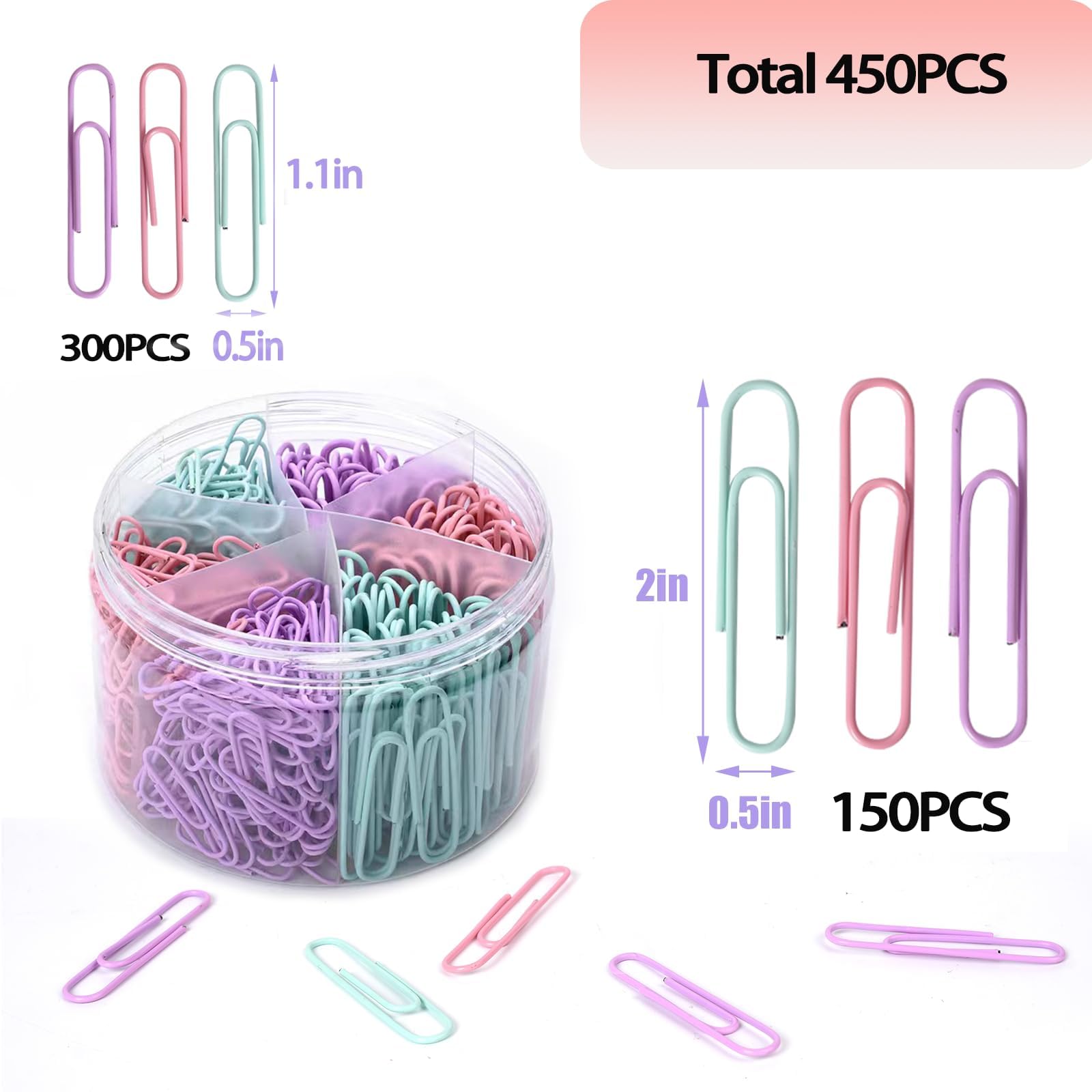 Paper Clips Assorted Sizes Medium And Jumbo(1.3 Inch & 2...