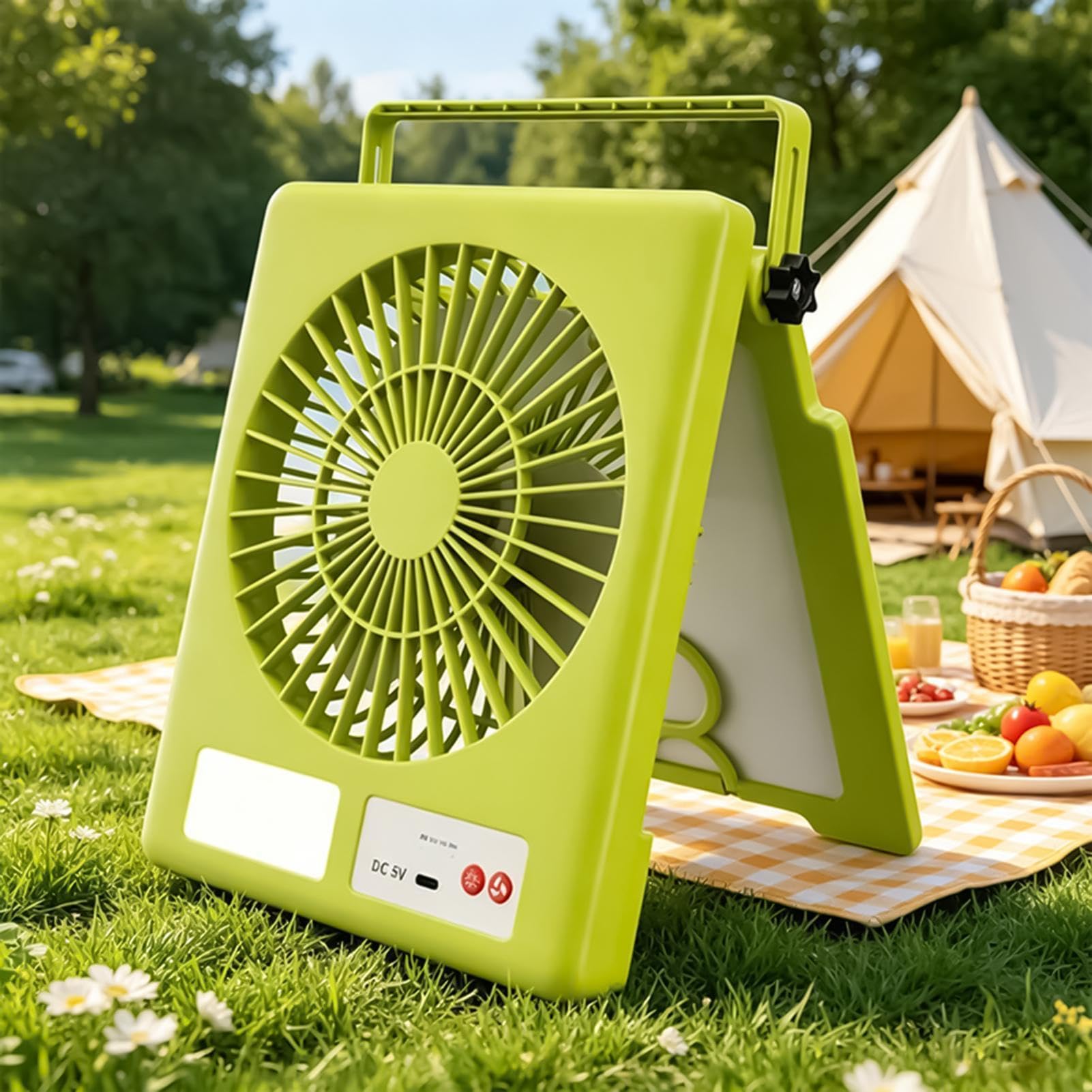 Ventilatore ad Energia Solare Ricaricabile Portatile Silenzioso 3 Velocità | Ventilatori per Tende da Campeggio Per Tende Da Esterno Spiaggia Casa Escursionismo Pesca Giardino
