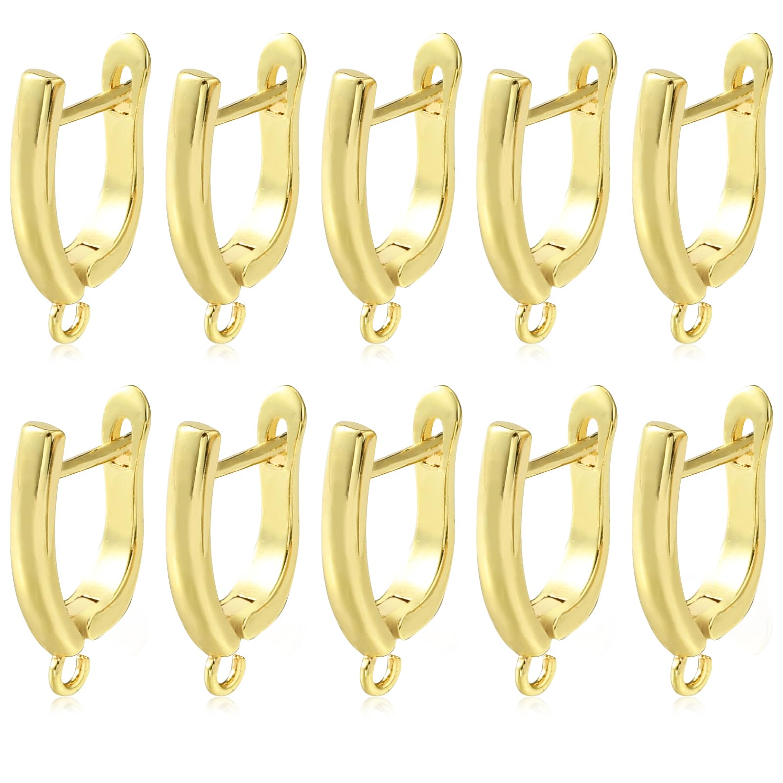 BEEFLYING 5 Pairs Brass Earring Hoops Real 18K Gold Plated Earring Hooks Lever Back Earring Supplies for DIY Earring Jewelry Making