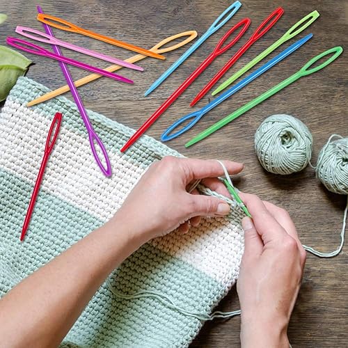 Miniatura 10 de 30 agujas de plástico de ojos grandes, agujas de tejido de plástico de 2.7 pulgadas3.5 pulgadas5.9 pulgadas, agujas de hilo, agujas de aprendizaje,