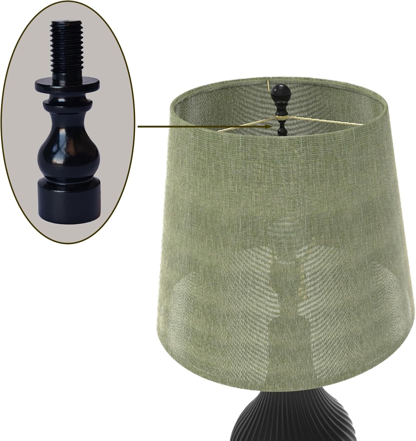 1 Inch Lamp Shade Risers Black 2-Pack for Washer Fitter Lamps, HeYuGo