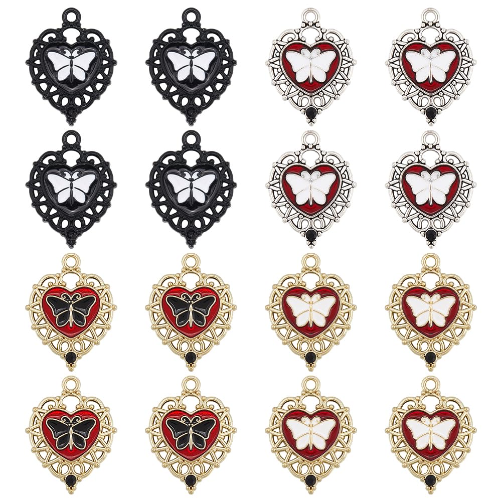 Breloques papillon gothiques SUNNYCLUE en émail pour la fabrication de bijoux DIY, 24 pièces