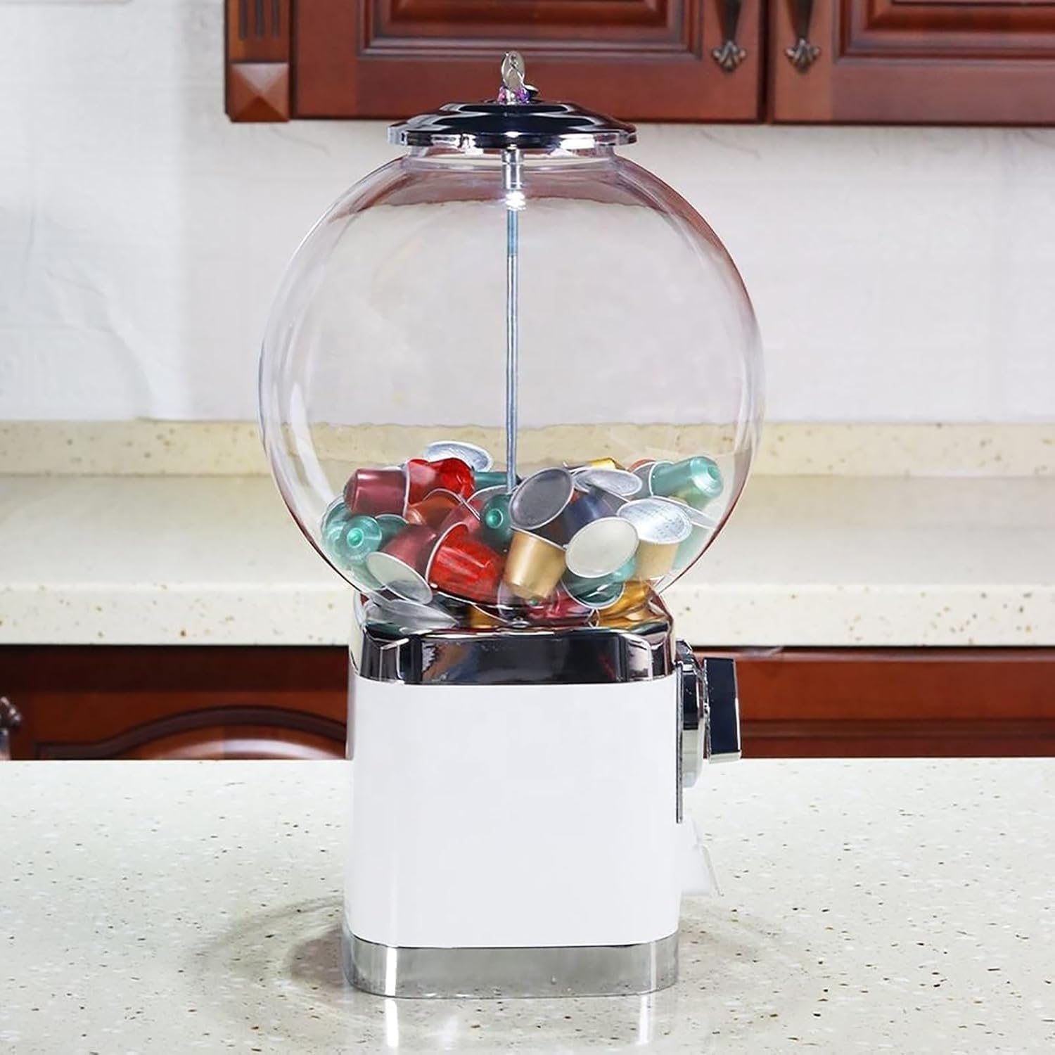 Gumball and Coffee Pod Vending Machine Combo with Candy Dispenser, Coffee Capsule Vending Machine Storage Holder, Twister Ball Dispenser for Retail Store