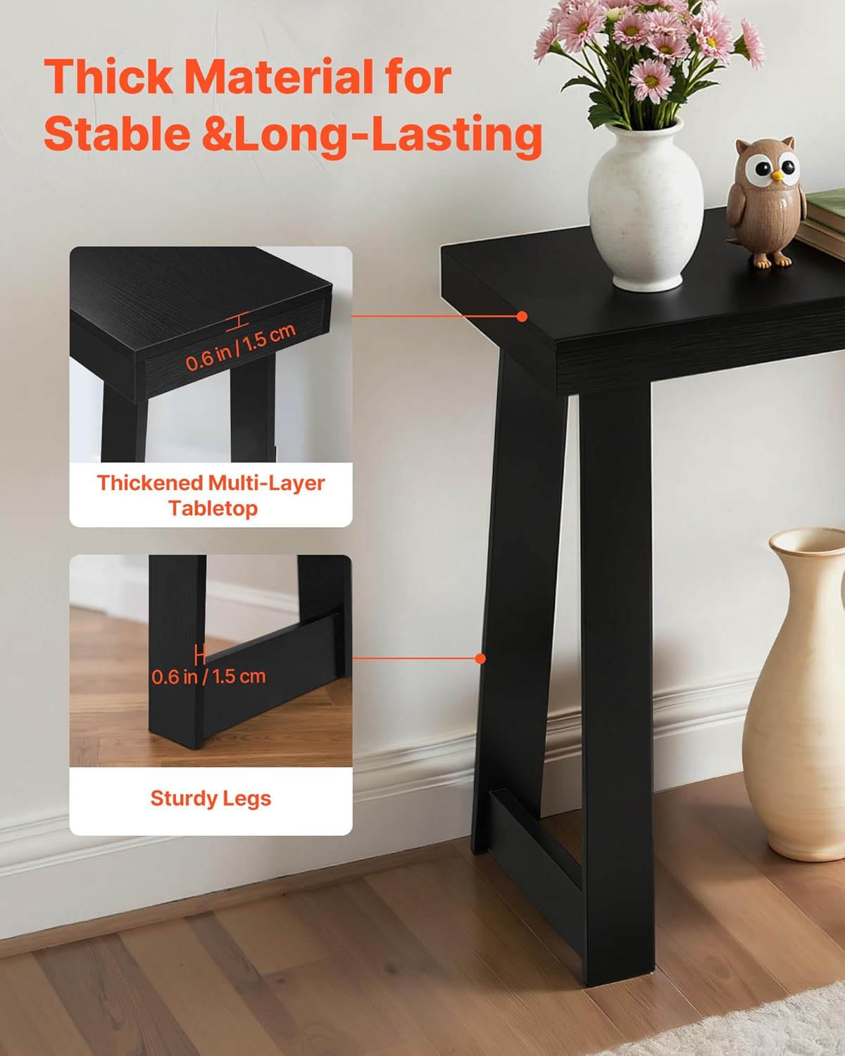 VEVOR Console Table, 36 Inch Entryway Table, Wooden Rectangle Hallway Table, Narrow Sofa Table Behind The Couch, Console Tables for Entryway, Hallway, Living Room & Bedroom