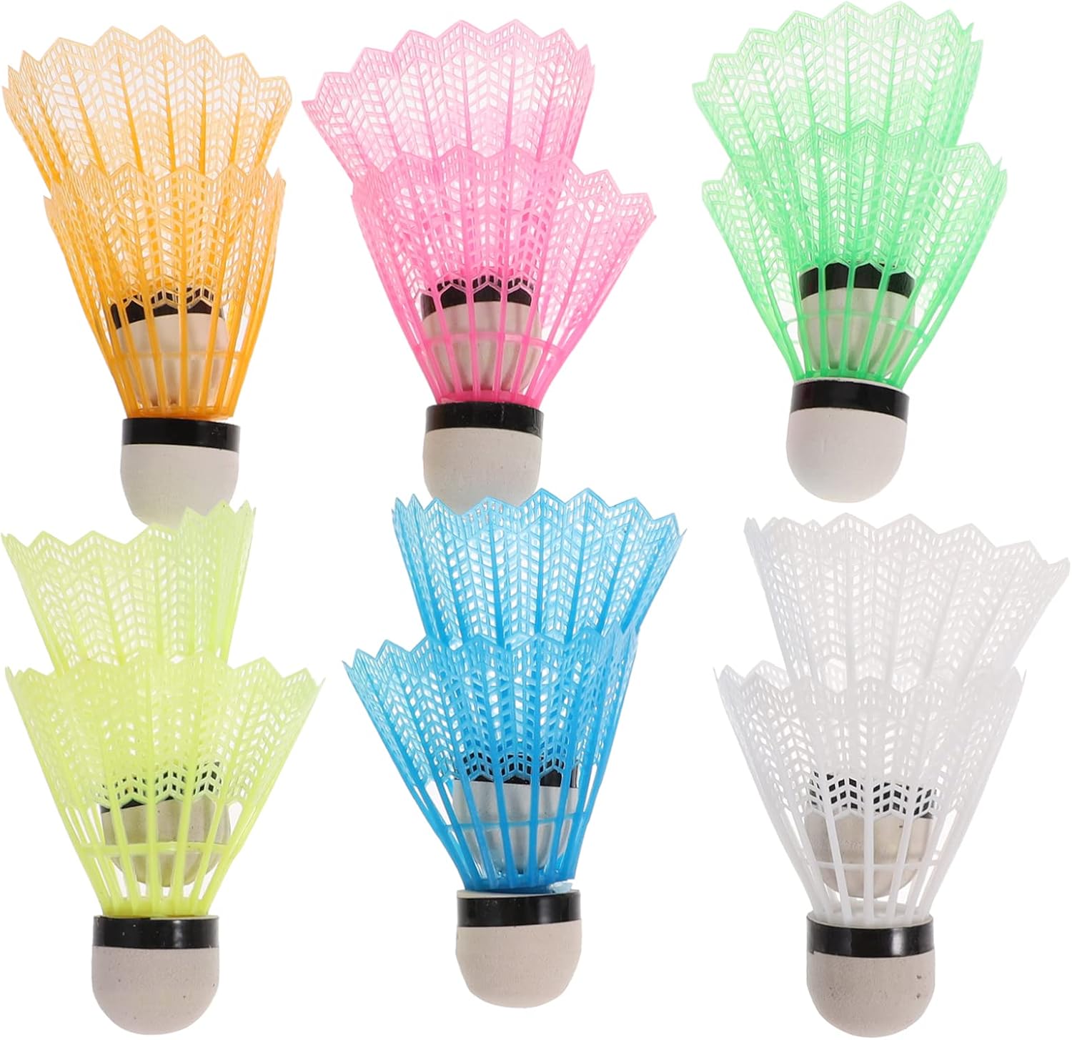 12 Pack Plastic Badminton Shuttlecocks for Outdoor Sports Training | Great Stability, Sturdy Plastic Build, Color Assortment, for Badminton Lovers and Regular Practice