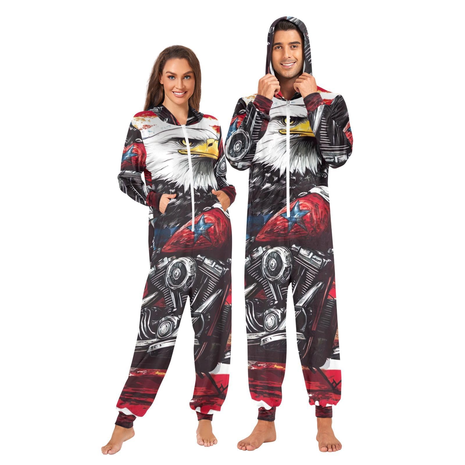 GAIREG Uroczy ptak kreskówka Ameryka czerwony kombinezon dla dorosłych, pluszowa męska damska świąteczna piżama onesie