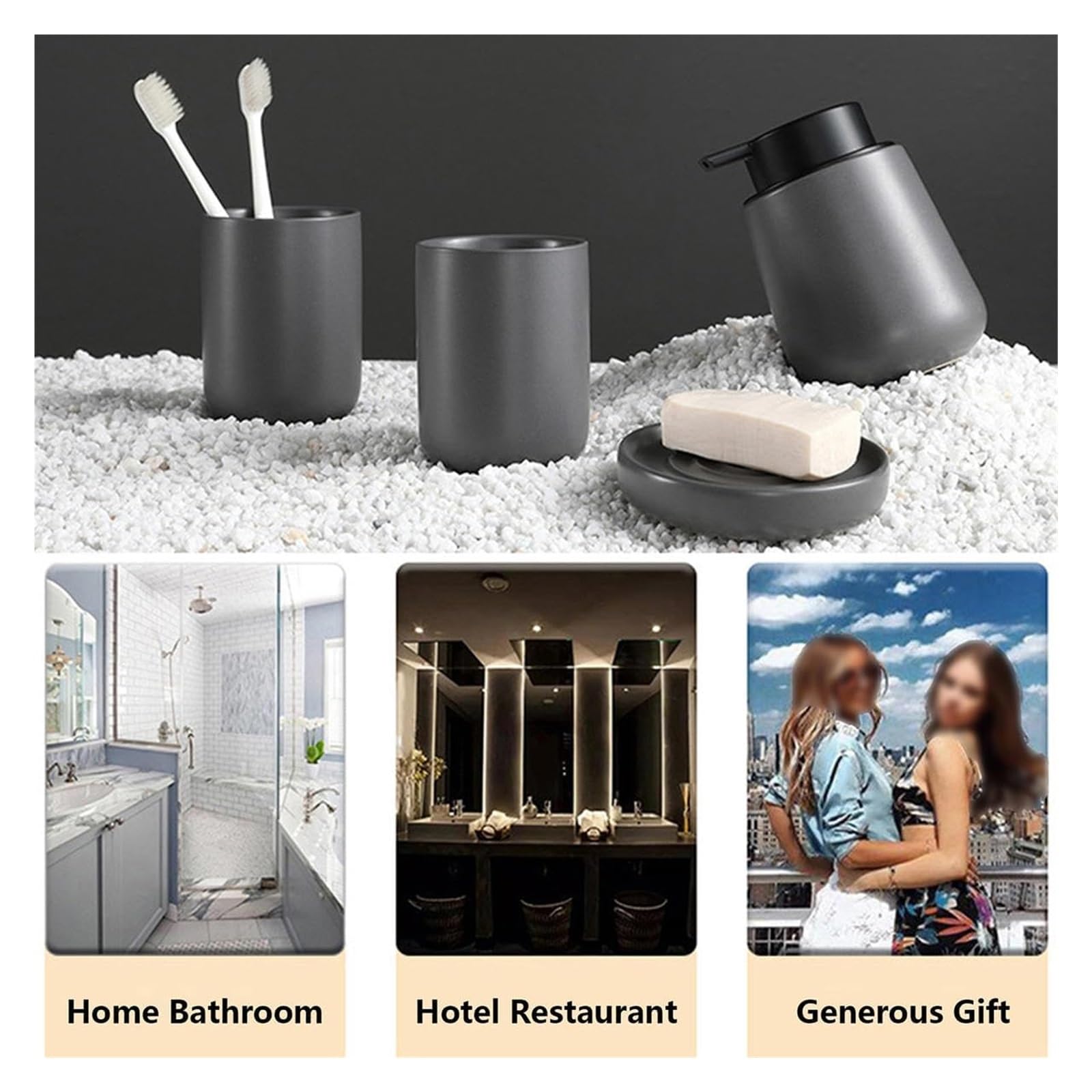 Set di accessori for il bagno,Set di accessori for il bagno in ceramica,Set di accessori for il bagno completi,Set for lavabo da bagno moderno da 4 pezzi for l'arredamento del bagno,Include bicchiere,