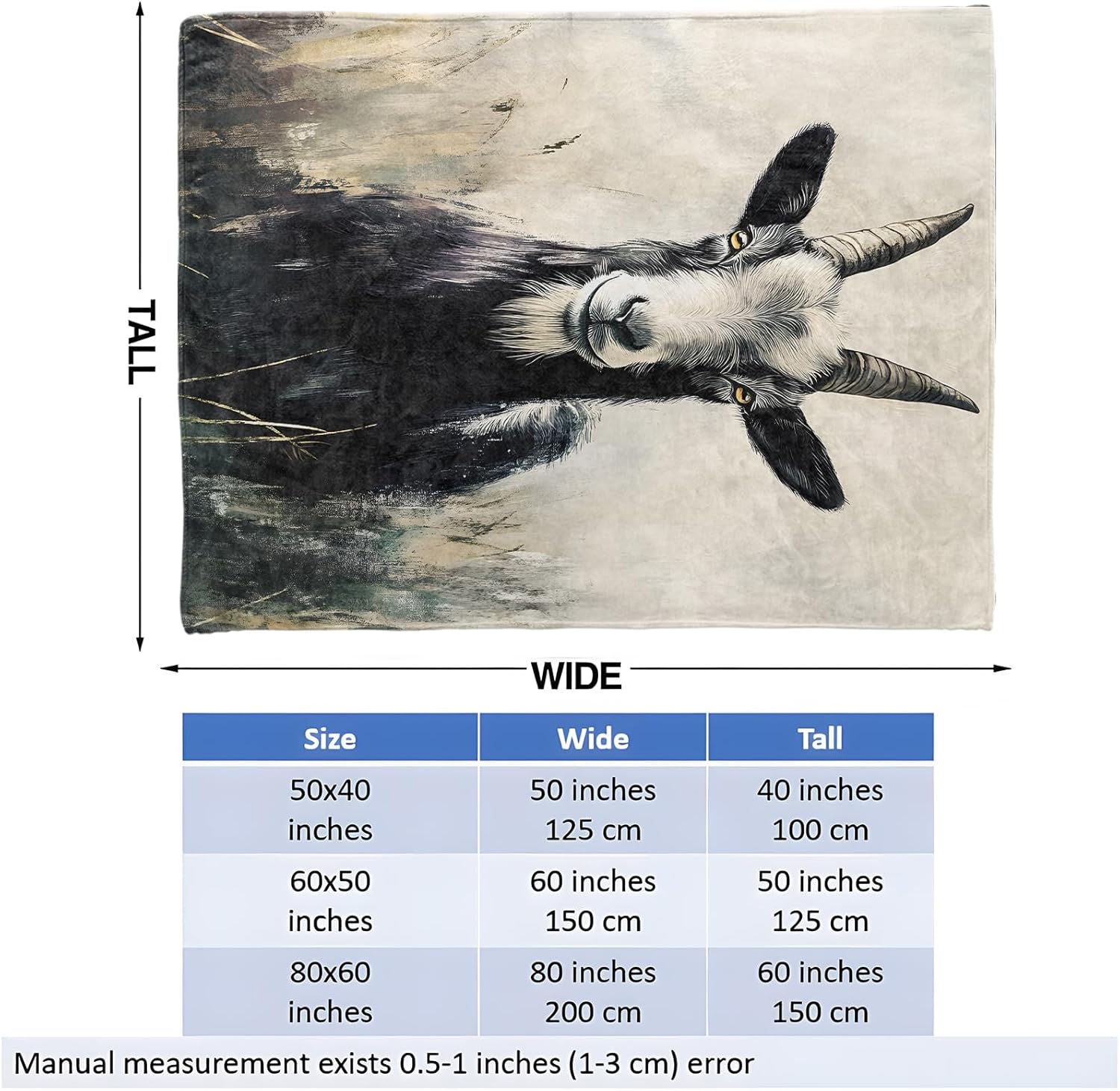 Rustic Goat Flannel Throw Blanket for Farmhouse Bedroom,Vintage Country Farm Animal Portrait Art Decorative Blankets,Soft Lightweight Throws,Thoughtful Gifts for Kids Adults,50x60 Inch - Image 3