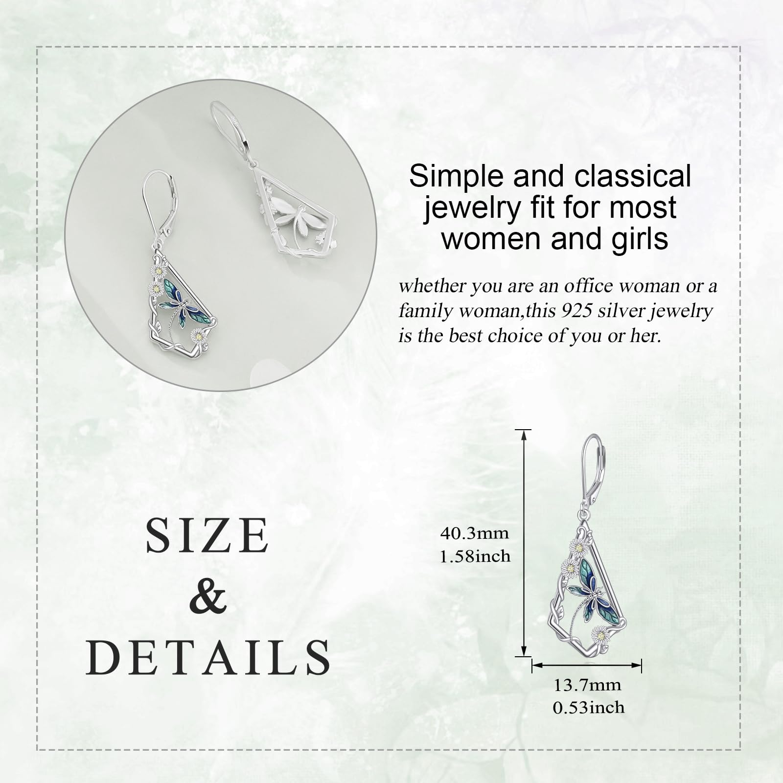 YAFEINI Pendientes con abeja, mariposa, colibrí, libélula, plata de ley 925, regalo para mujeres, adolescentes, niñas, novias, madres, Plata de ley