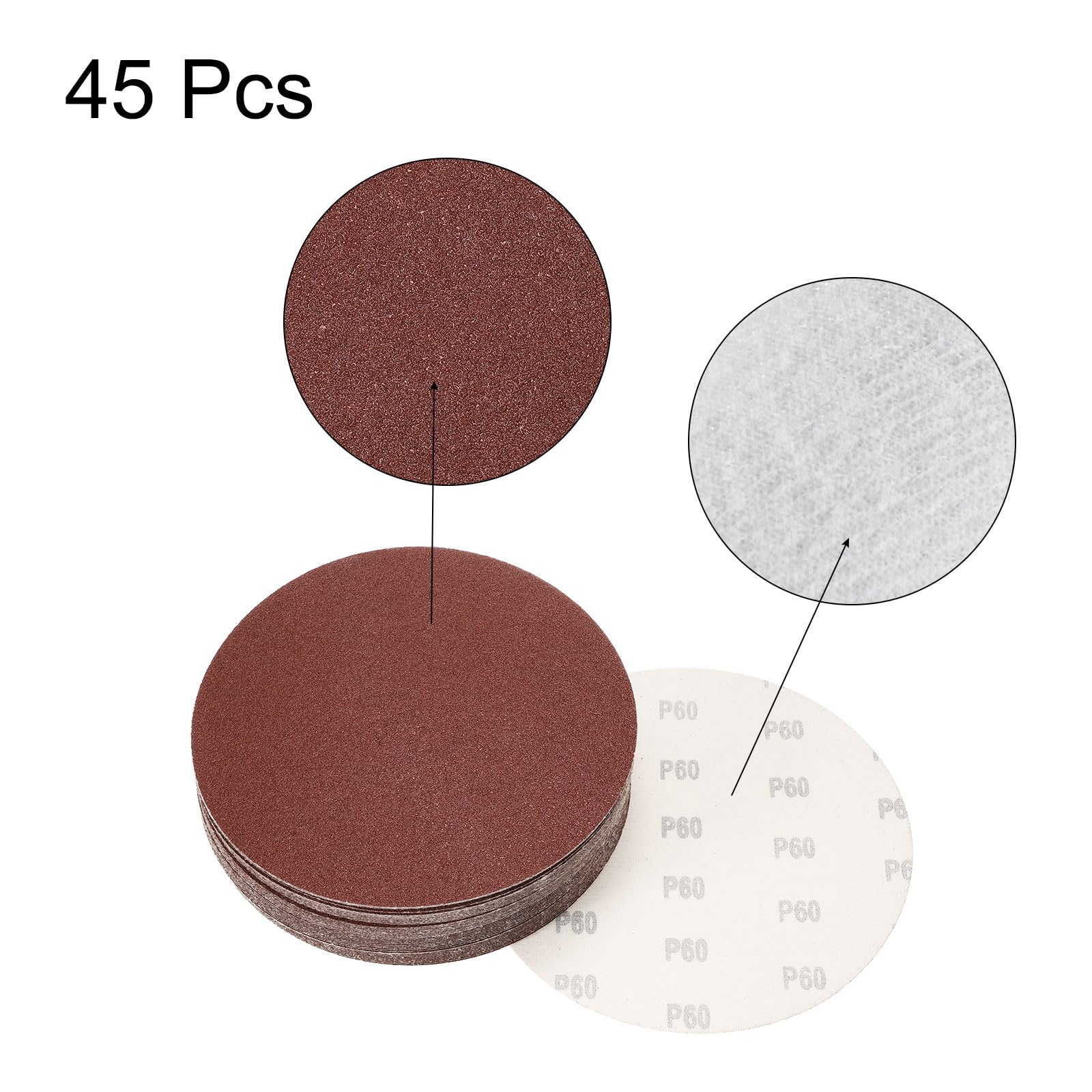 QUARKZMAN 8" Dischi Di Levigatura A Strappo 60 Grana Carta Vetrata All'ossido Di Alluminio Per Levigatrice Orbitale Legno Metallo Lucidatura A Secco 45pz